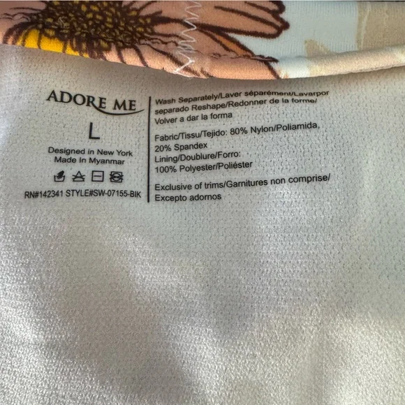 Adore Me NEW Laila Push Up Bikini Set Boho Beachy Floral Orange Vacation - Picture 9 of 16